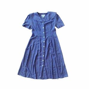 Vintage Purple Polka Dot Midi Dress - Size 8